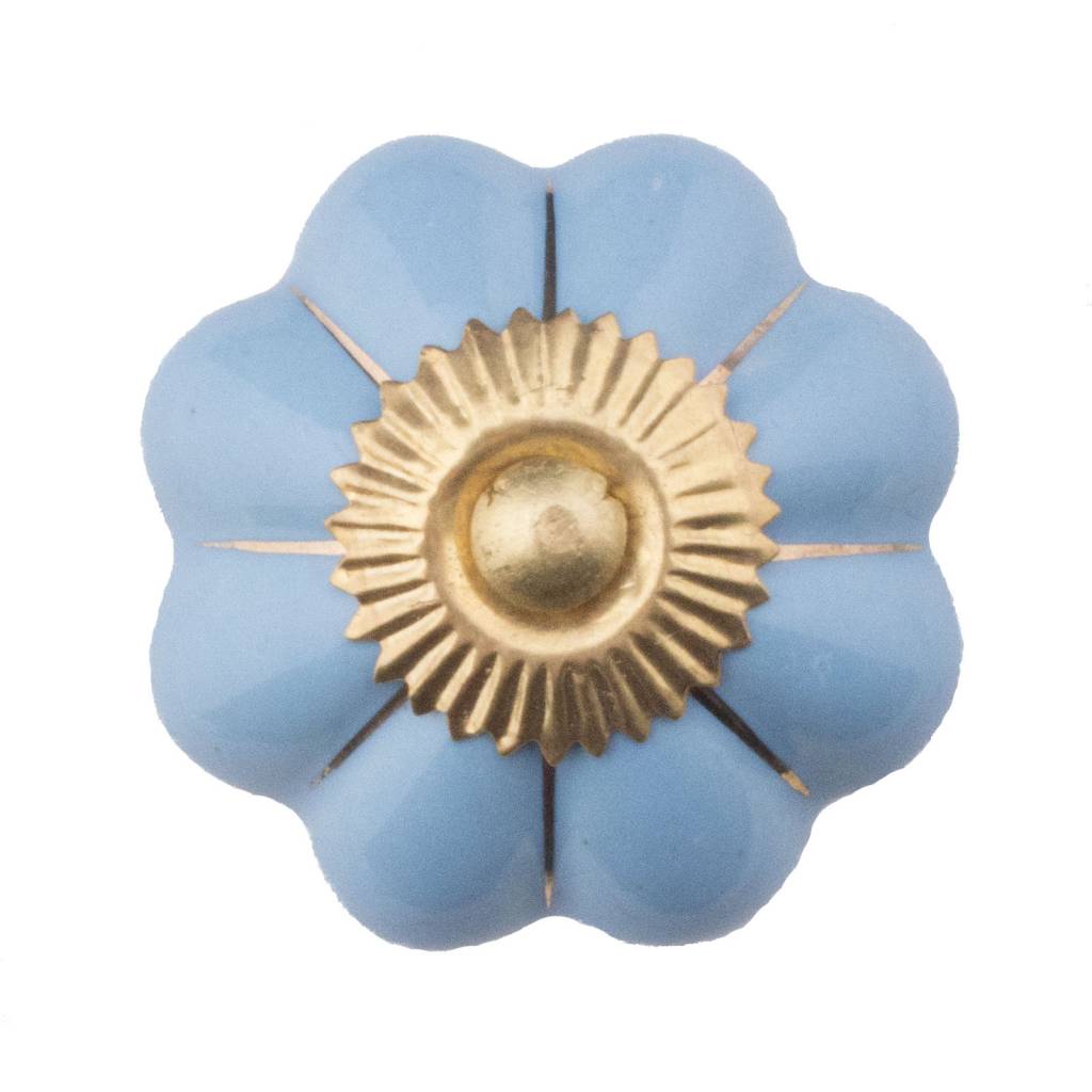 Möbelknopf 40 mm blaugoldene Blume