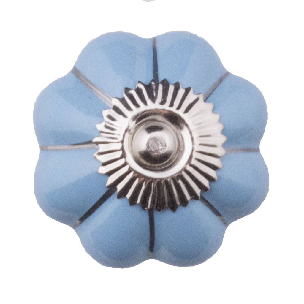 Möbelknopf 40 mm Blau/Silber Blume