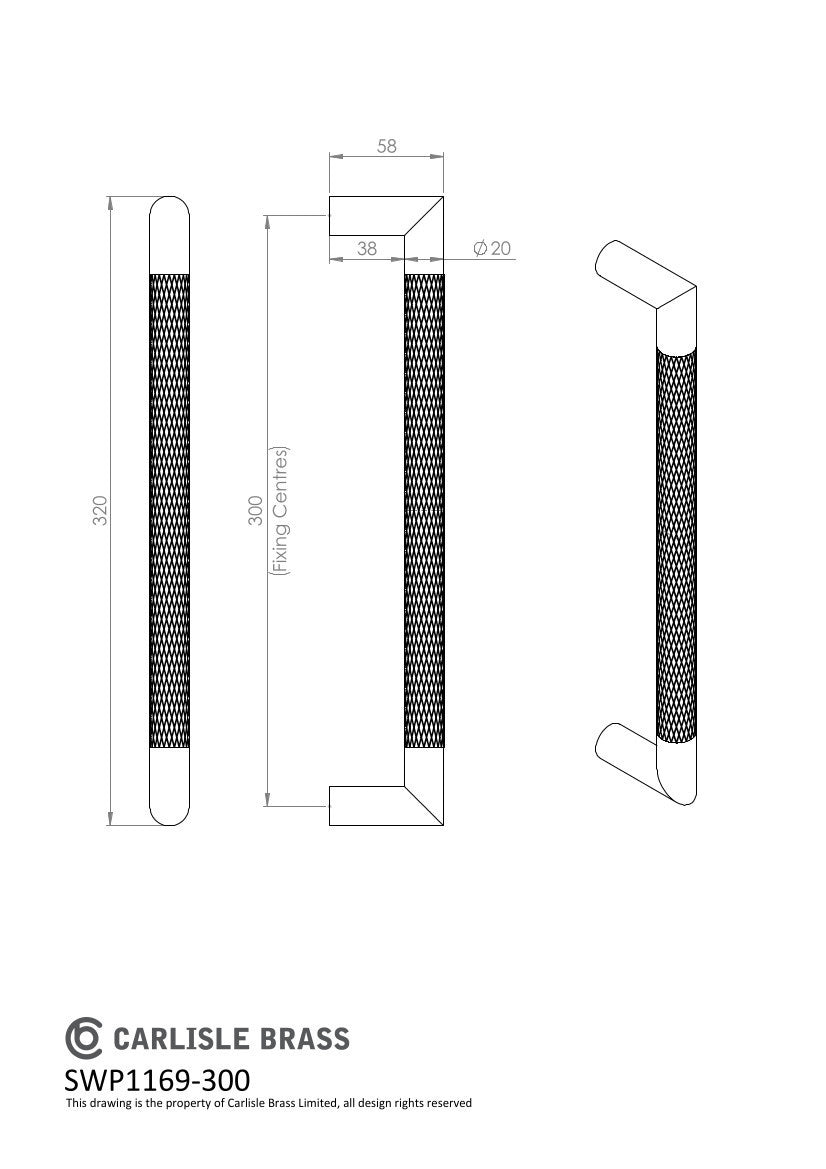 Stoßgriff „Knurled“ 320 mm mattschwarz