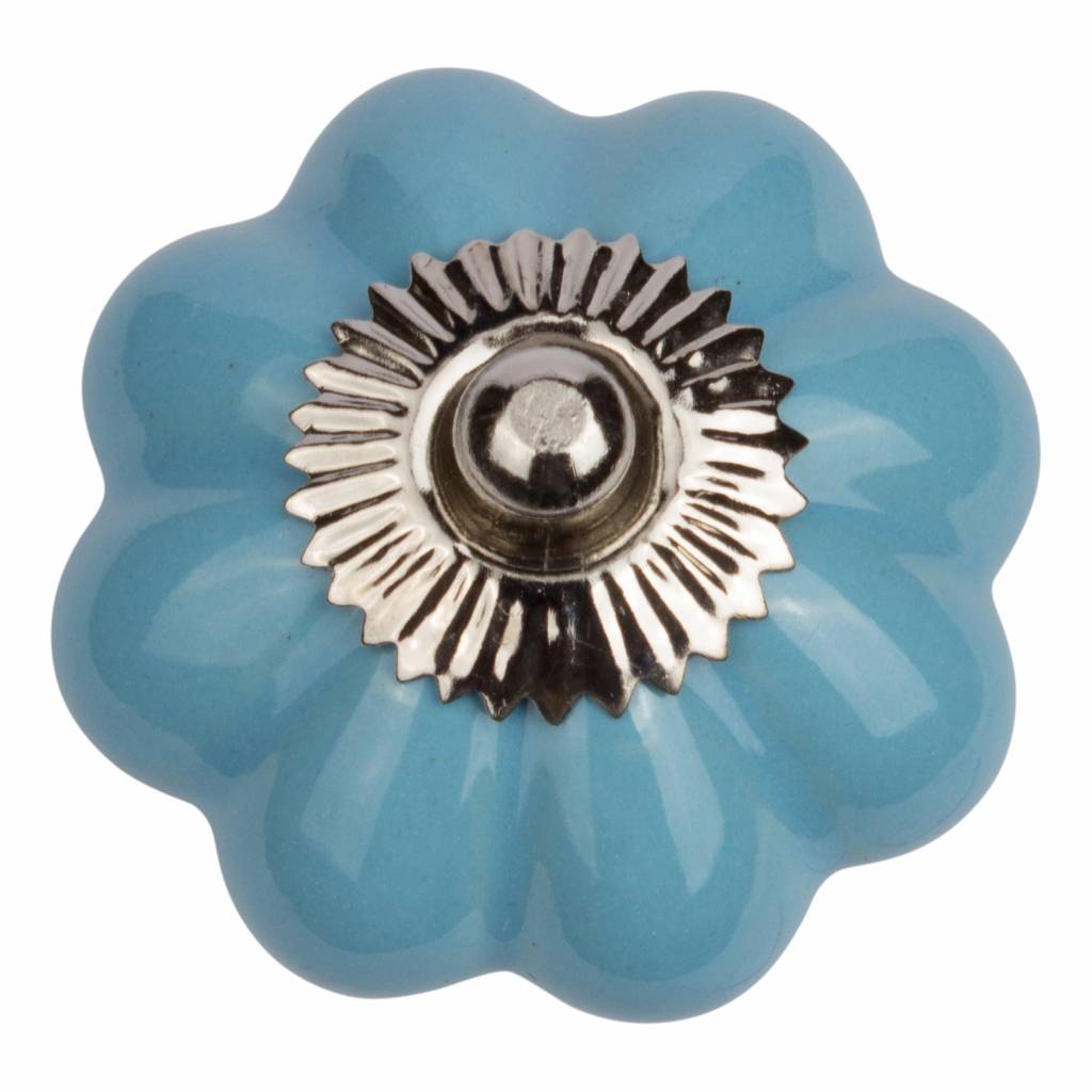 Möbelknopf 40mm Blume Blau