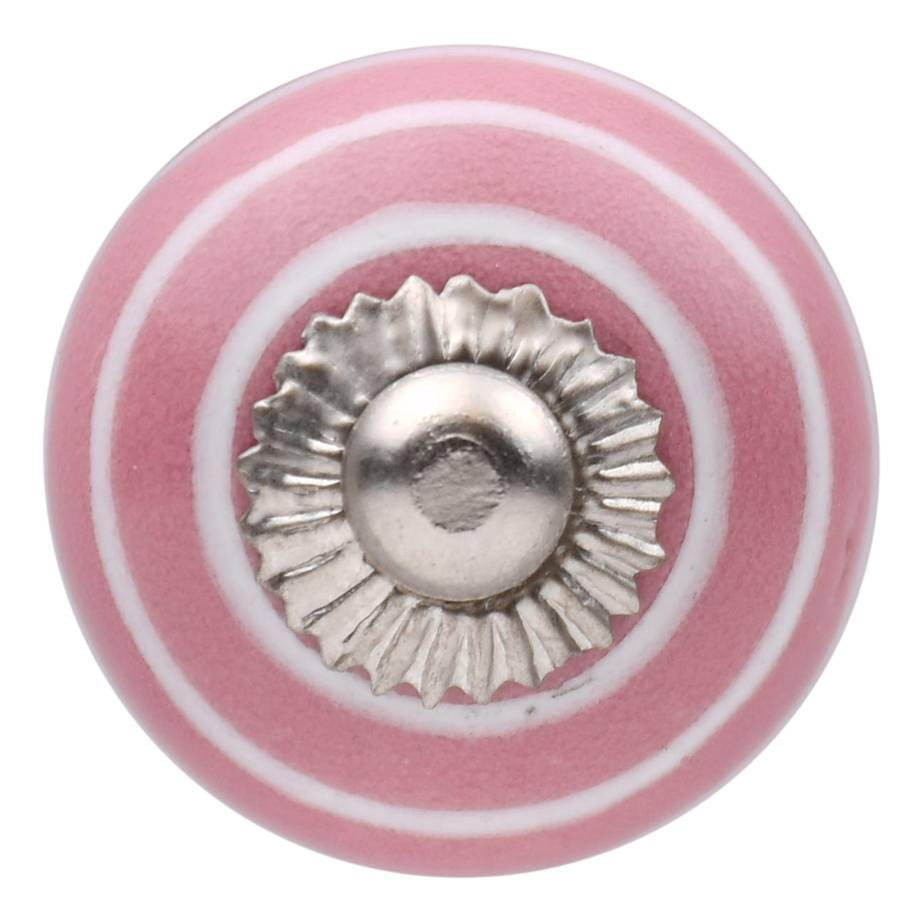 Möbelknopf 30mm rosa weiß gestreift 30mm