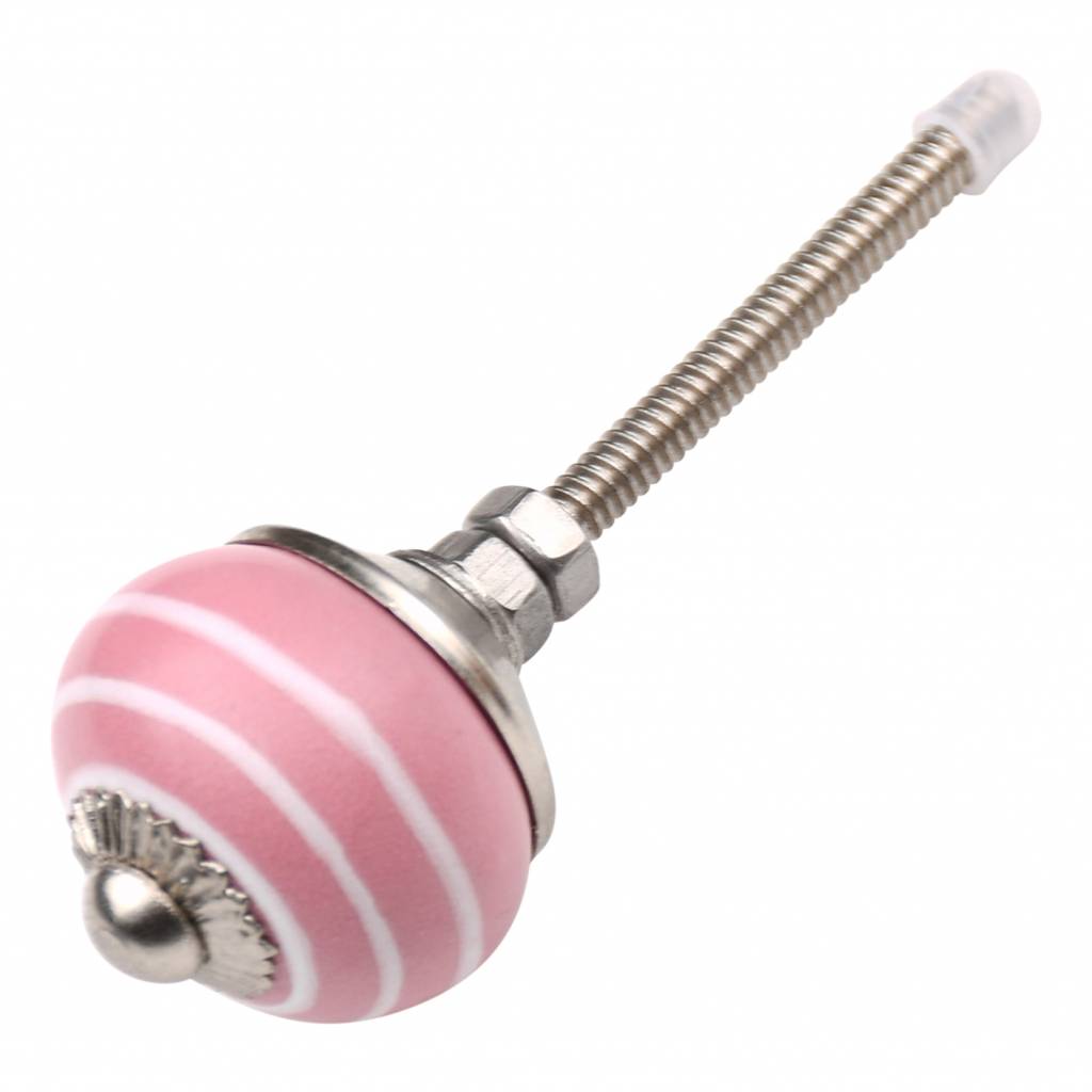 Möbelknopf 30mm rosa weiß gestreift 30mm