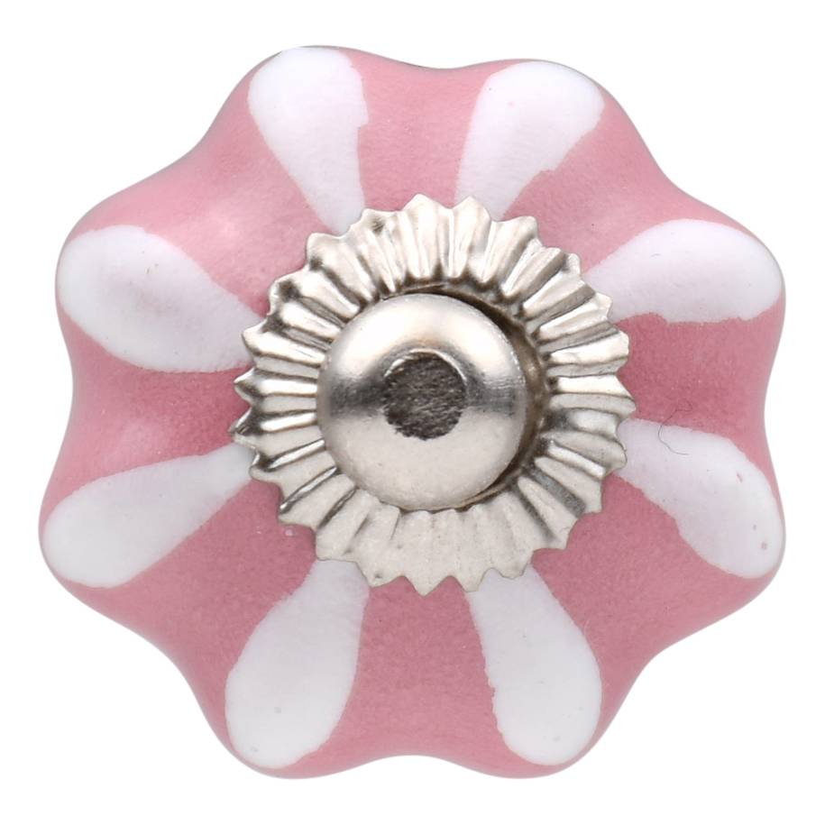 Möbelknopf 30 mm rosa weiße Blume