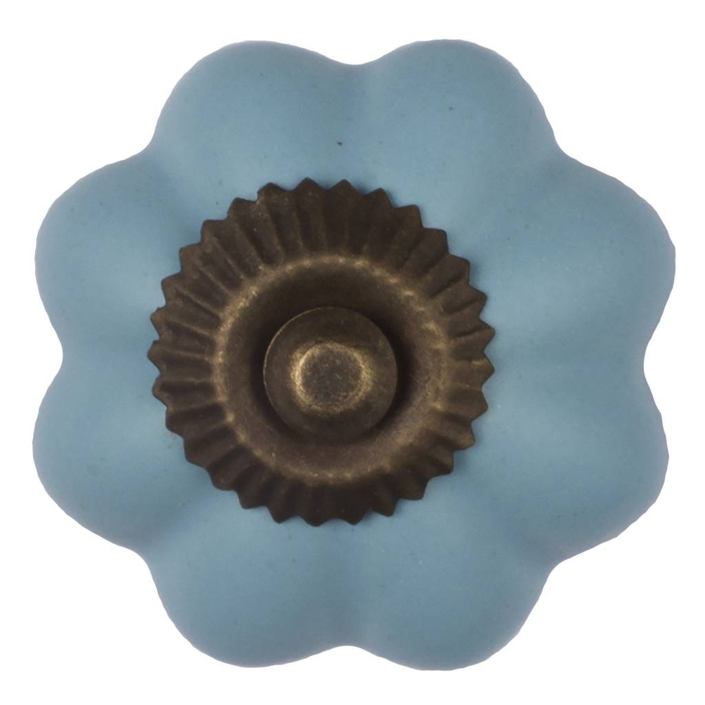 Möbelknopf 40mm Blume Blau/Bronze