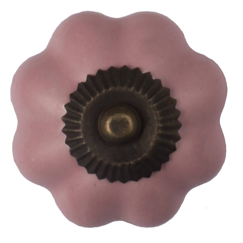 Möbelknopf 40mm Blume Rosa/Bronze