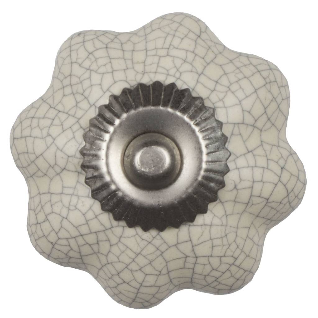 Möbelknopf 40mm cremeweiß Blume krakeliert - fein