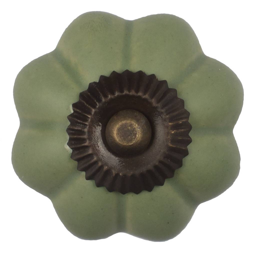 Möbelknopf 40mm Blume Grün/Bronze