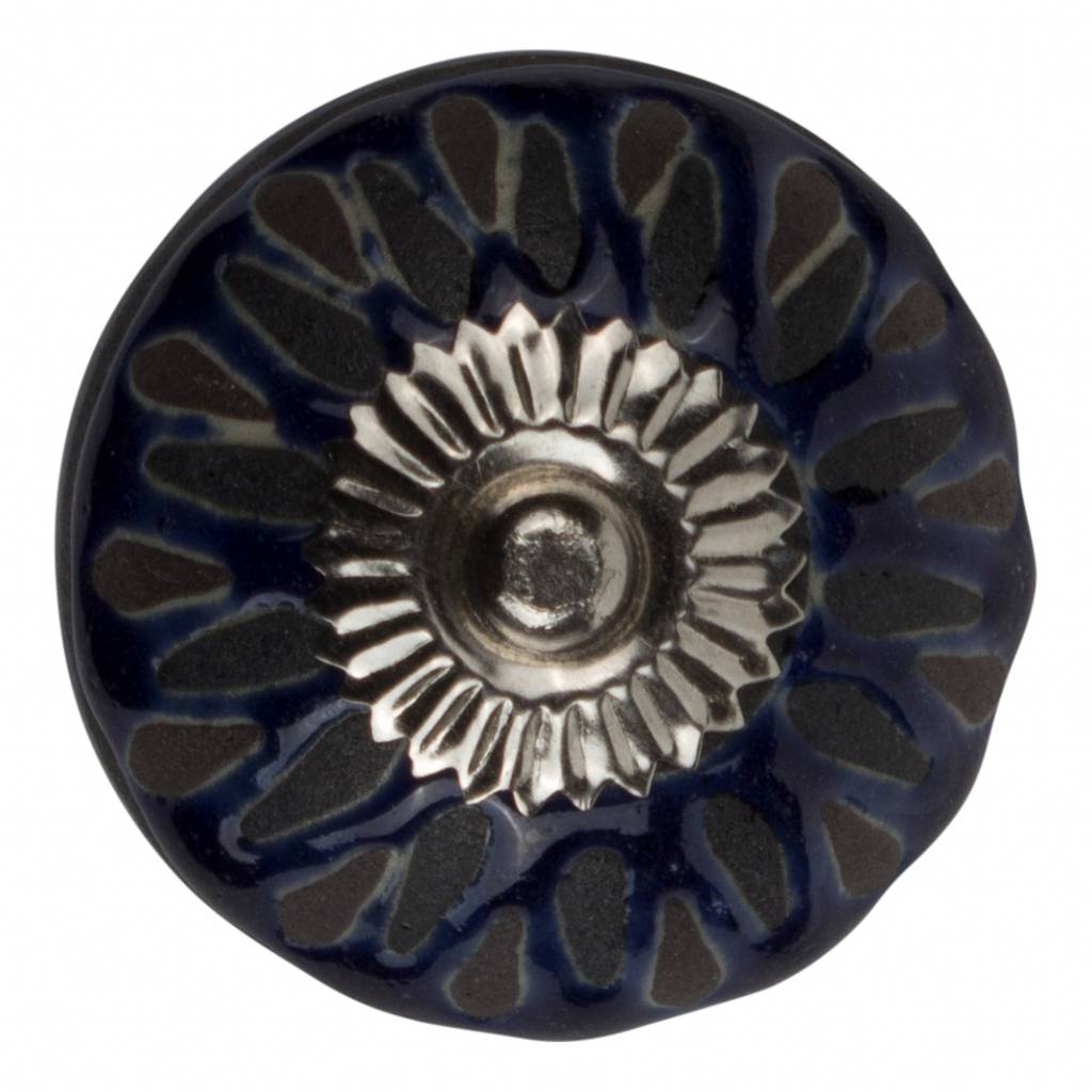 Möbelknopf 40mm Relief blau schwarz