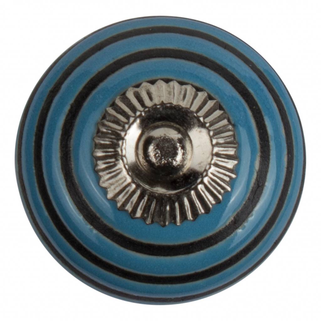 Möbelknopf 40mm Relief Deco blau/schwarz