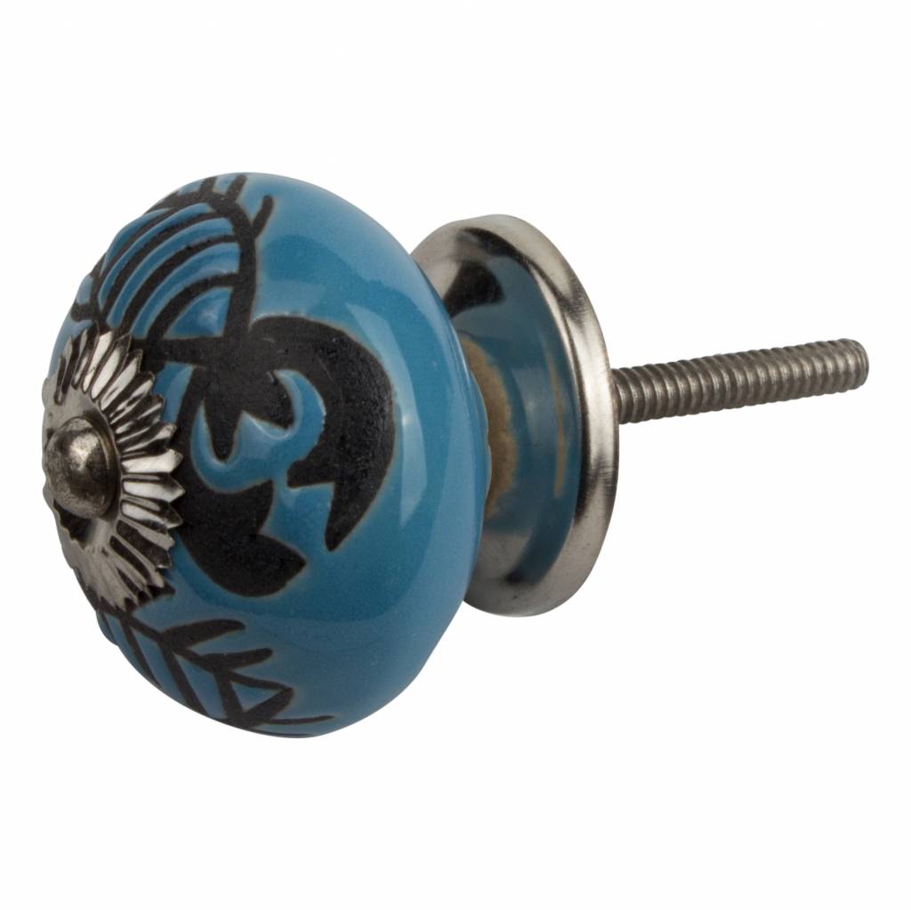 Möbelknopf 40mm Hummer Blau/Schwarz