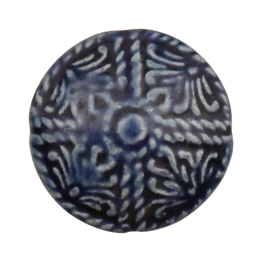 Möbelknopf 40,5 mm Flora blau/weiß