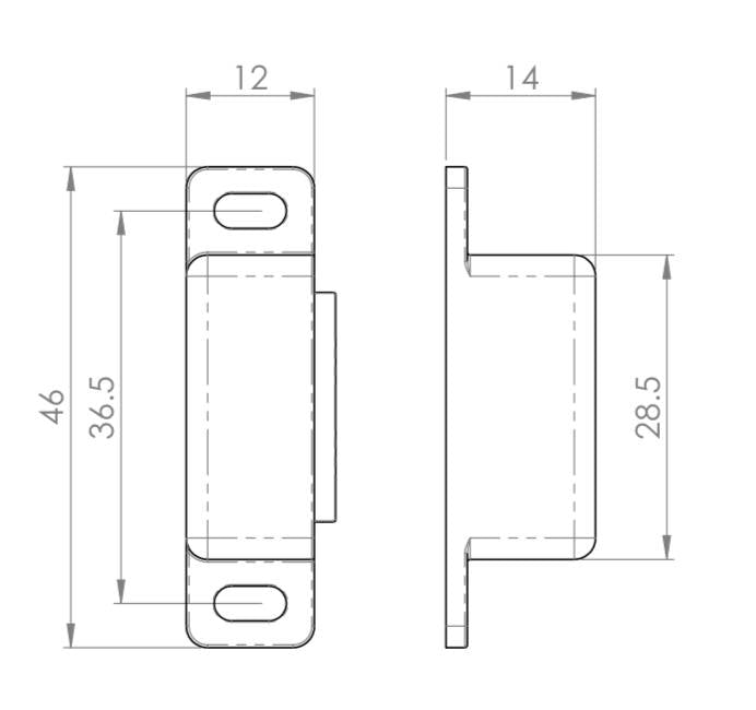 Magnetschnäpper | 46x14,5x14mm | 6kg | Poliertes Nickel