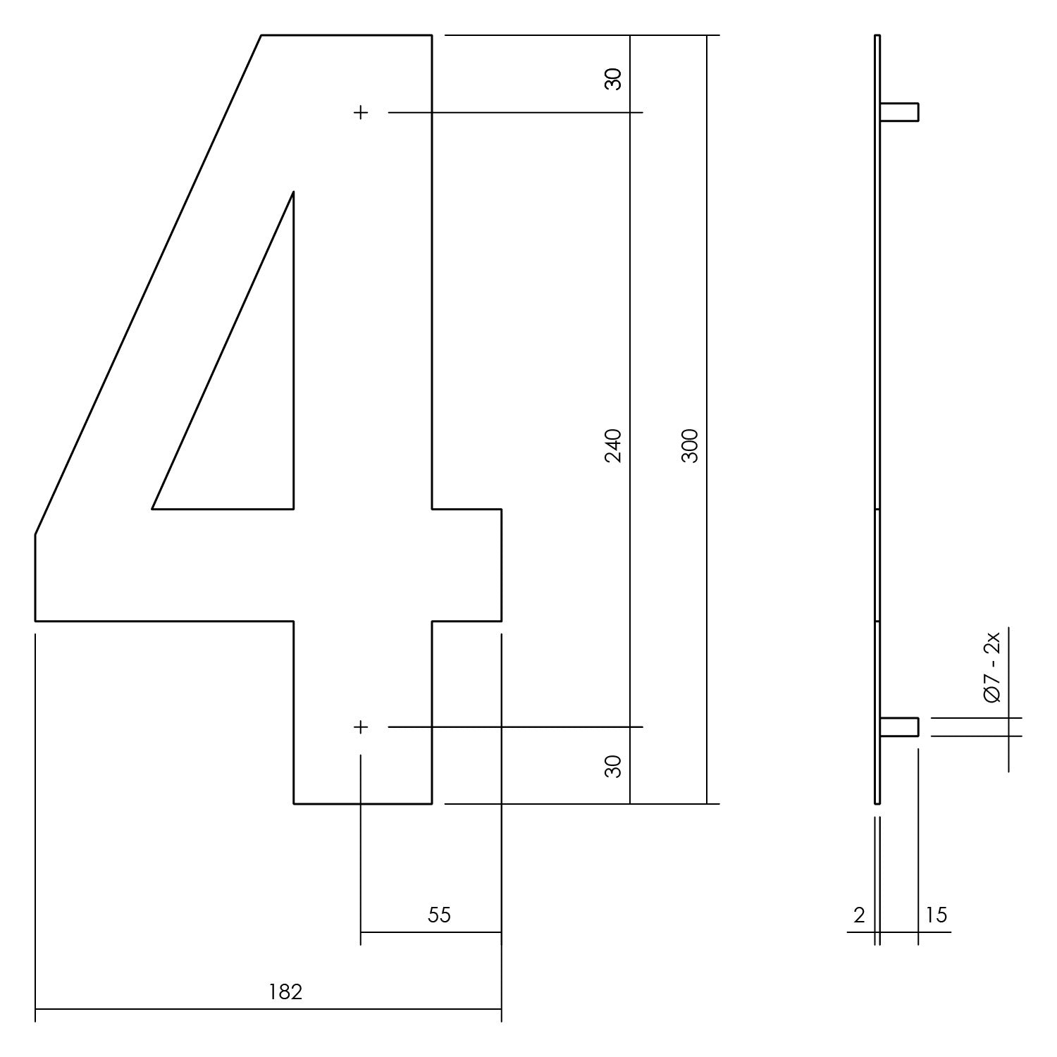 Hausnummer 4 XL 300 mm mattschwarz