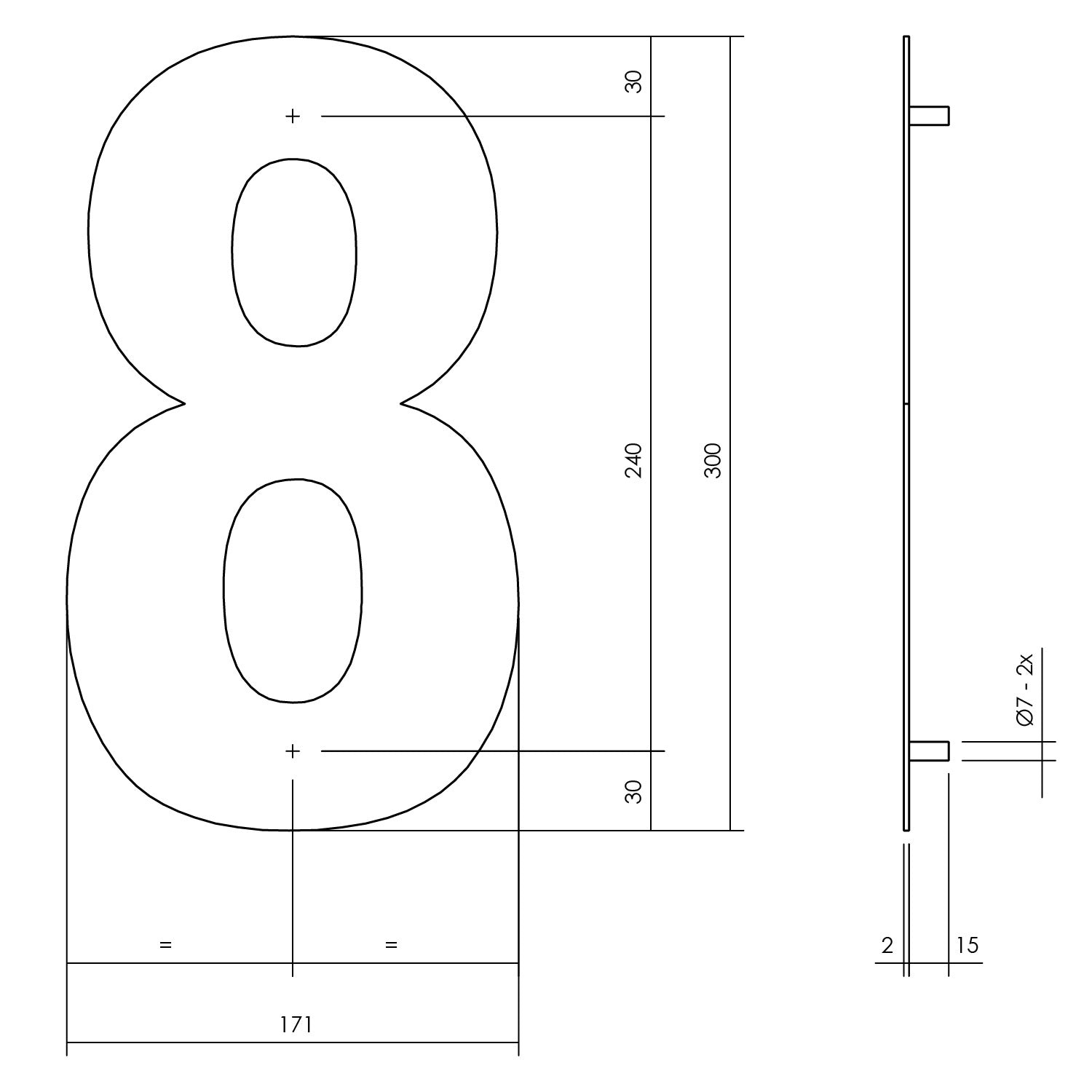 Hausnummer 8 XL 300 mm mattschwarz