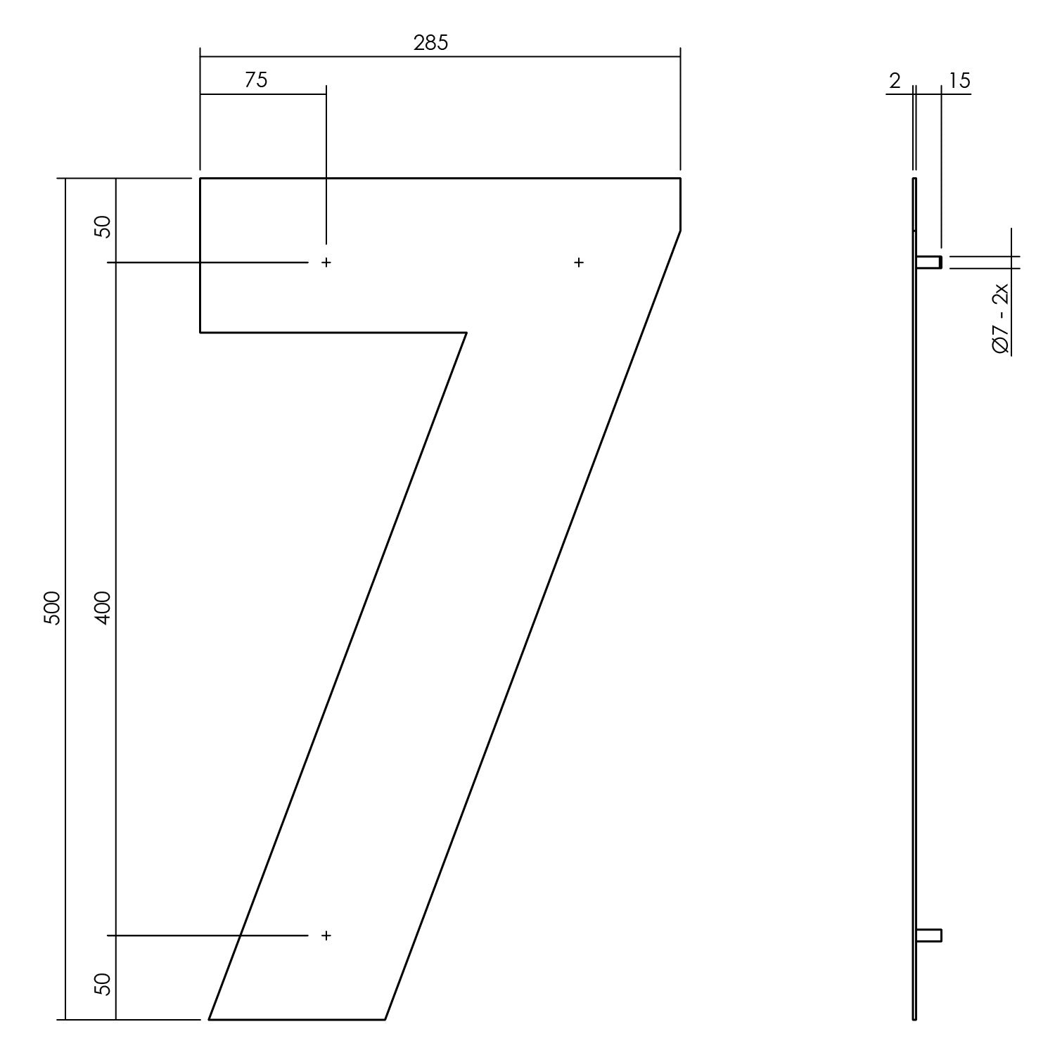 Hausnummer 7 XXL 500 mm mattschwarz