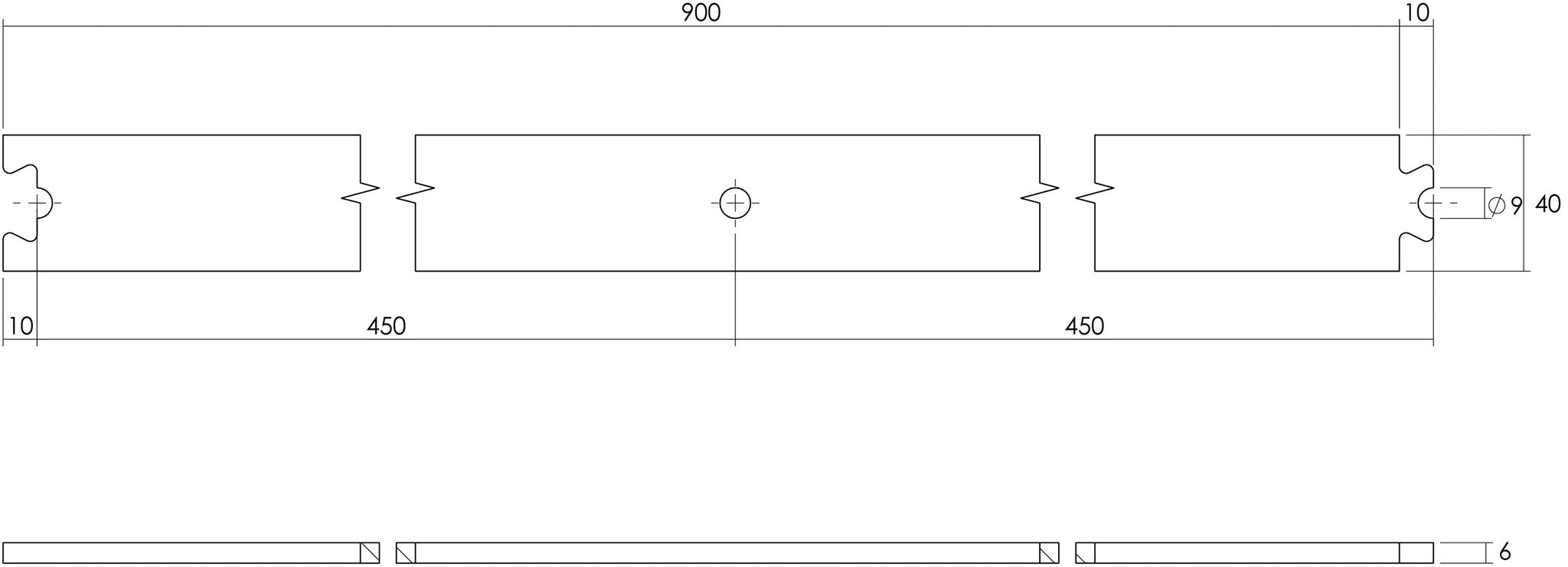 Zwischenschiene 90cm in mattschwarz