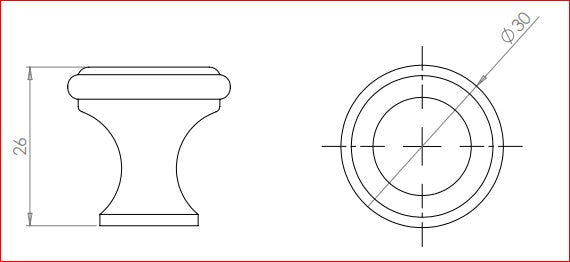 Möbelknauf 30 mm – Zinn-Finish