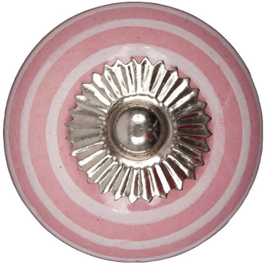 Möbelknopf 40mm rosa weiß gestreift