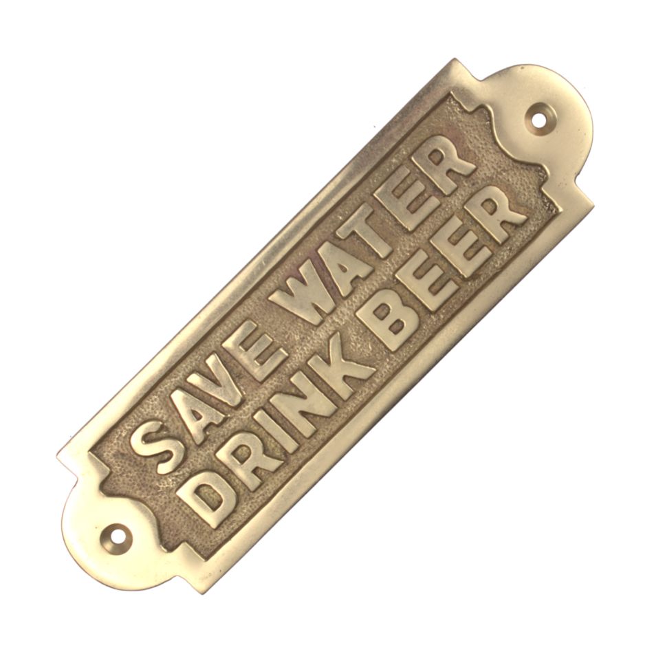 Textschild „Save Water Drink Beer“ 215x55mm – dekorativer Blickfang