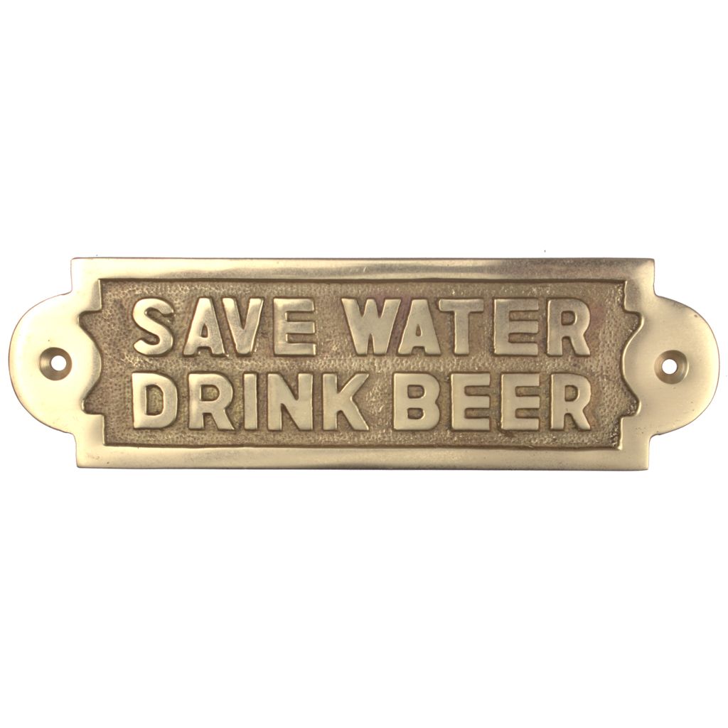 Textschild „Save Water Drink Beer“ 215x55mm – dekorativer Blickfang