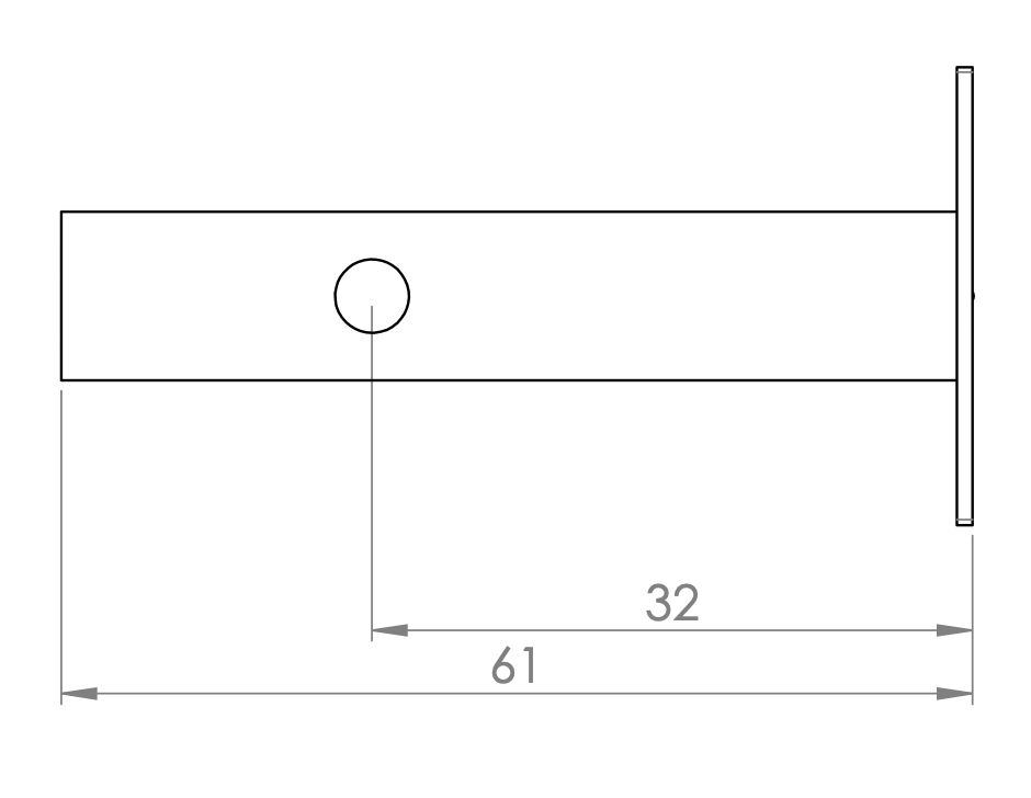 Schwarz lackierter Einsteckriegel 61 mm