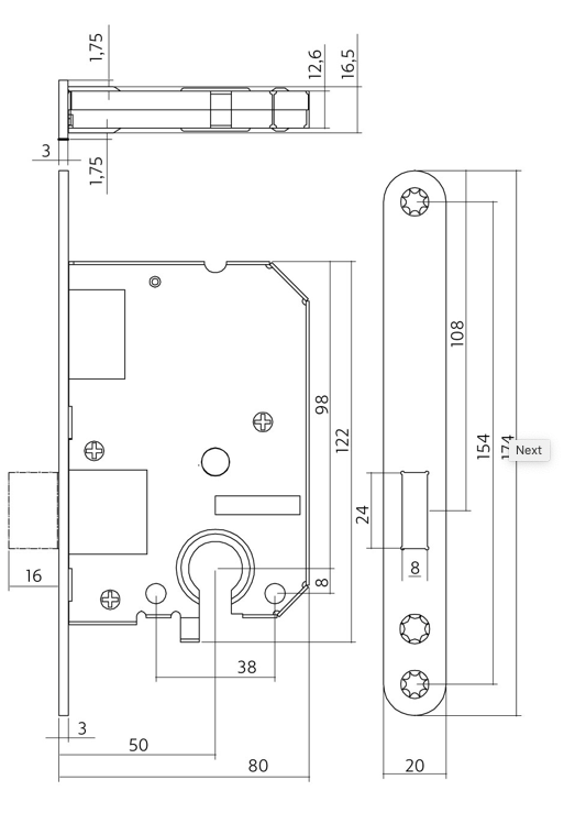 Einsteckschloss 55mm schwarz lackiert