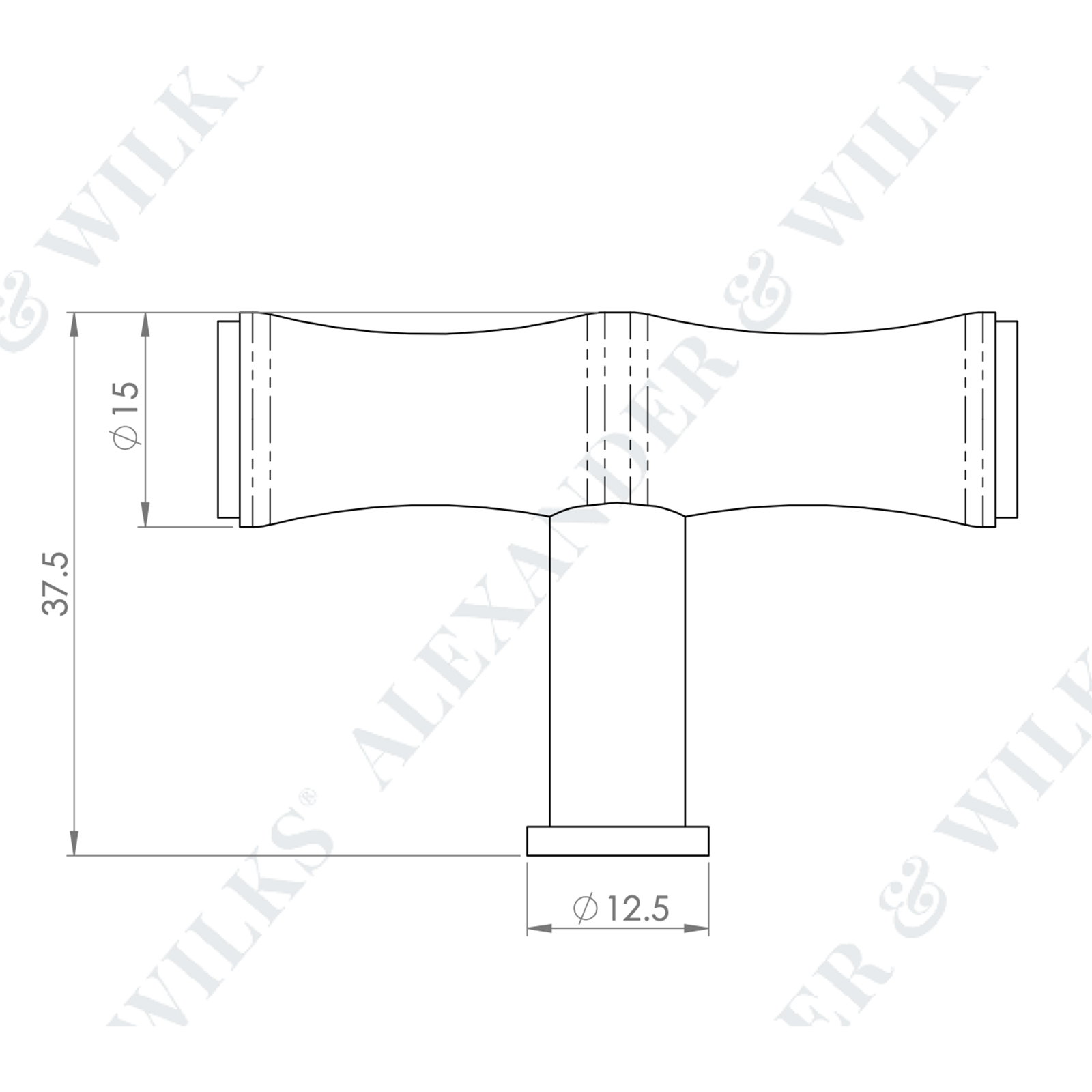 Crispin "Bamboo" Möbelknopf 55mm T-Modell – einzigartiges und zeitloses Design