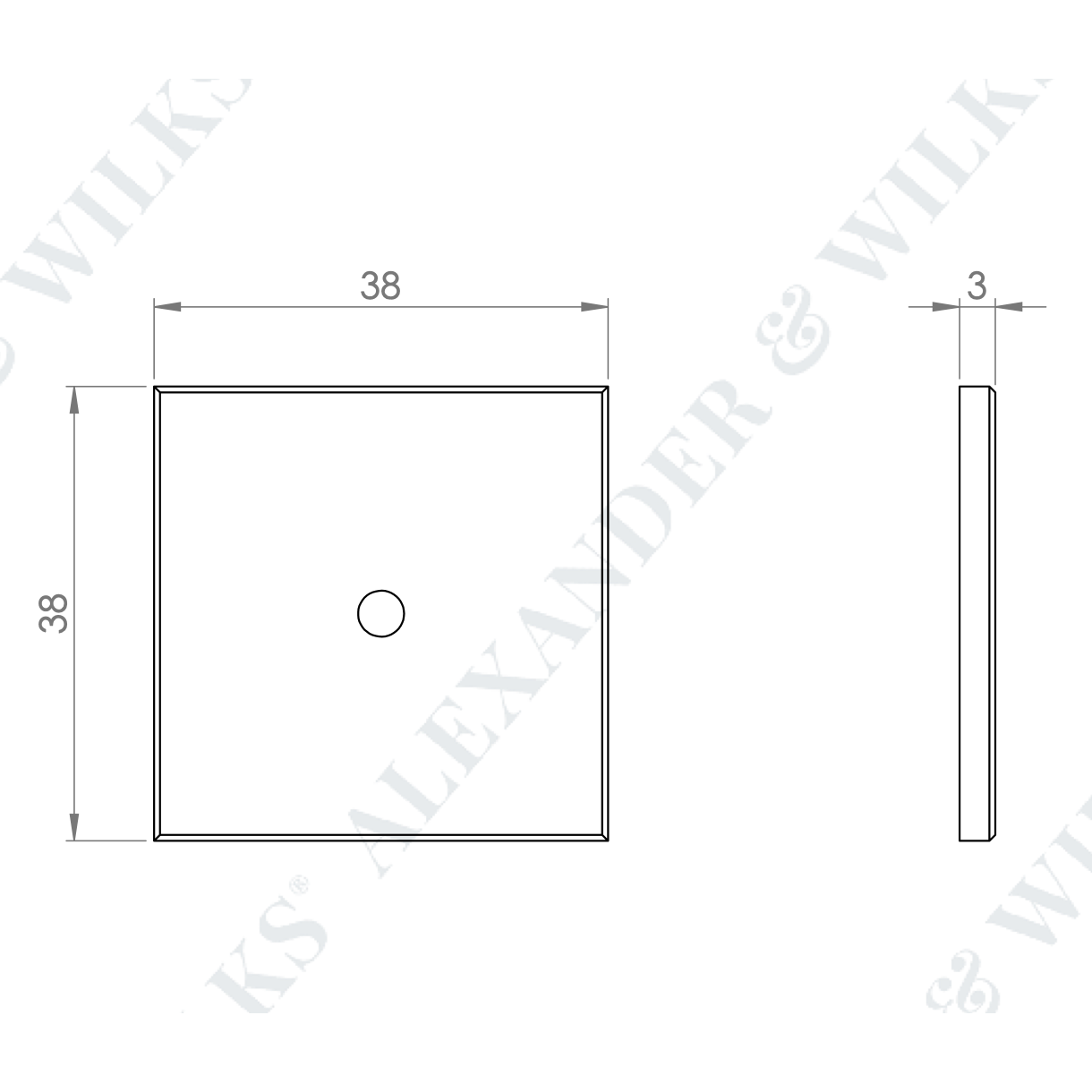 Quantock-Rückplatte für Möbelknöpfe | 38x38 mm - Stilvoller Schutz für Ihre Möbel