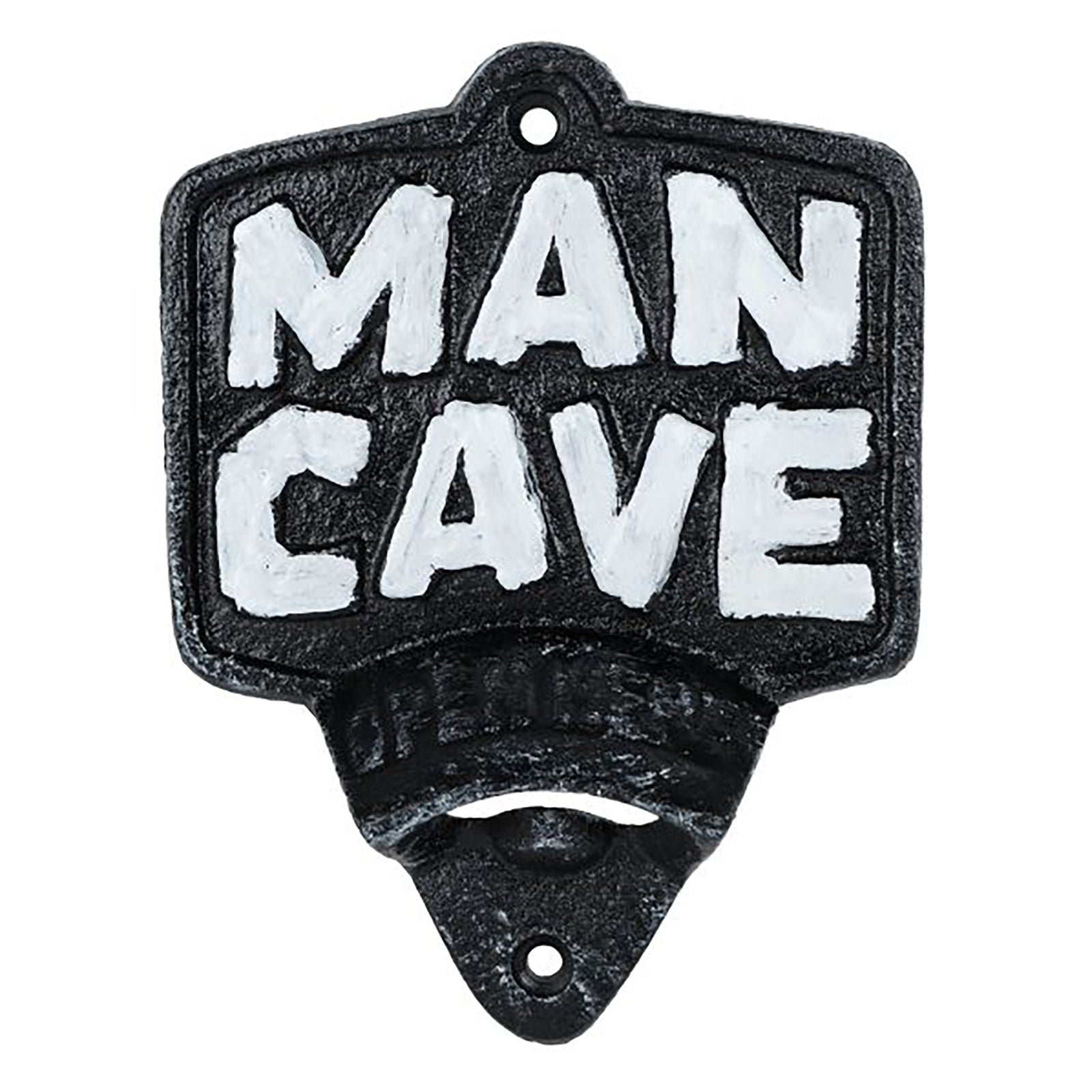 Bieröffner aus Gusseisen „Man Cave“ – Antik Schwarz – 11,2 x 3,2 x 14,8cm